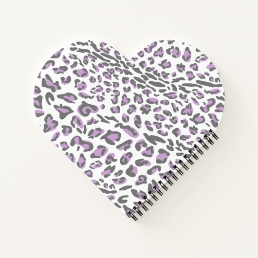 Leopard Print Lila grijs monogrammed Heart Shaped Notitieboek (Achterkant)