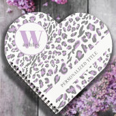 Leopard Print Lila grijs monogrammed Heart Shaped Notitieboek