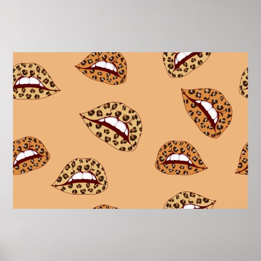 Leopard print lippen naadloos patroon, cheetah lip (Voorkant)