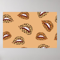 Leopard print lippen naadloos patroon, cheetah lip