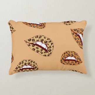 Leopard print lippen naadloos patroon, cheetah lip accent kussen
