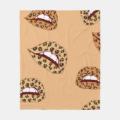 Leopard print lippen naadloos patroon, cheetah lip fleece deken (Voorkant)