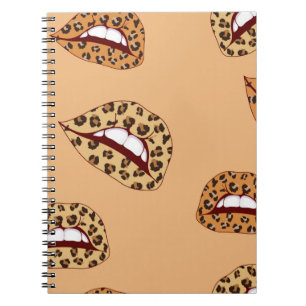Leopard print lippen naadloos patroon, cheetah lip notitieboek