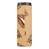 Leopard print lippen naadloos patroon, cheetah lip thermosbeker (Achterkant)