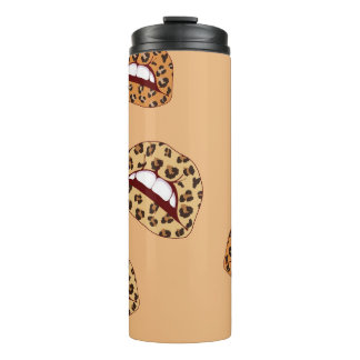 Leopard print lippen naadloos patroon, cheetah lip thermosbeker