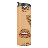 Leopard print lippen naadloos patroon, cheetah lip thermosbeker (Geroteerd rechts)