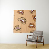 Leopard print lippen naadloos patroon, cheetah lip wandkleed (In situ)