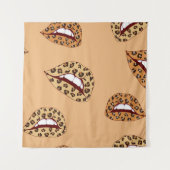 Leopard print lippen naadloos patroon, cheetah lip wandkleed (Voorkant)