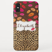 Leopard Print Lips Kisses Personalized Case-Mate iPhone Case (Achterkant)