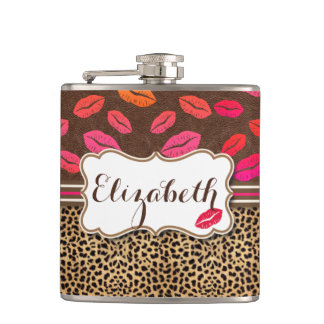 Leopard Print Lips Kisses Personalized Heupfles