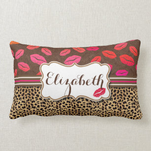 Leopard Print Lips Kisses Personalized Kussen