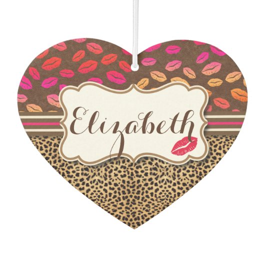 Leopard Print Lips Kisses Personalized Luchtverfrisser (Voorkant)
