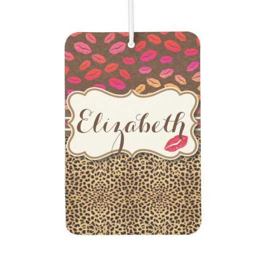 Leopard Print Lips Kisses Personalized Luchtverfrisser (Voorkant)