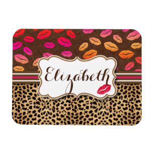 Leopard Print Lips Kisses Personalized Magneet