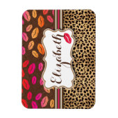 Leopard Print Lips Kisses Personalized Magneet (Verticaal)