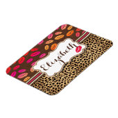 Leopard Print Lips Kisses Personalized Magneet (Linkerzijde)