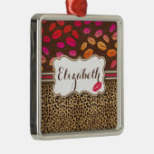 Leopard Print Lips Kisses Personalized Metalen Ornament (Rechts)