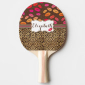 Leopard Print Lips Kisses Personalized Tafeltennisbatje (Voorkant)