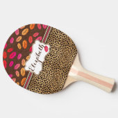 Leopard Print Lips Kisses Personalized Tafeltennisbatje (Zijkant)