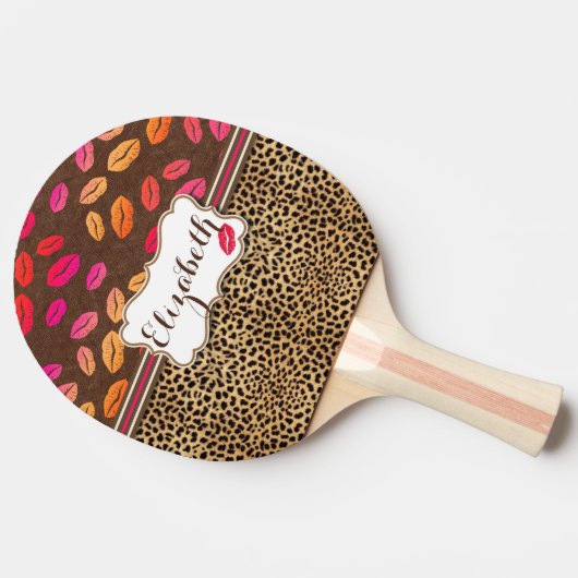 Leopard Print Lips Kisses Personalized Tafeltennisbatje (Zijkant)