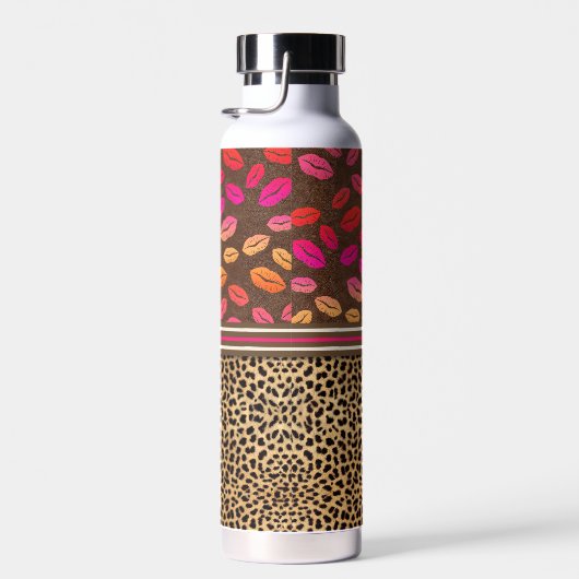 Leopard Print Lips Kisses Personalized Waterfles (Rechts)