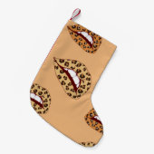 Leopard print lips seamless pattern,cheetah lips d kleine kerstsok (Voorkant (Hangend))