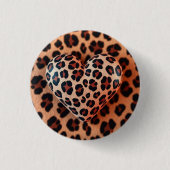 Leopard Print Love Ronde Button 3,2 Cm (Voorkant)
