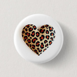 Leopard Print Love Ronde Button 3,2 Cm