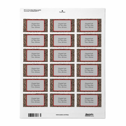 Leopard Print, luipspuiten, bruine luipaard Etiket (Full Sheet)