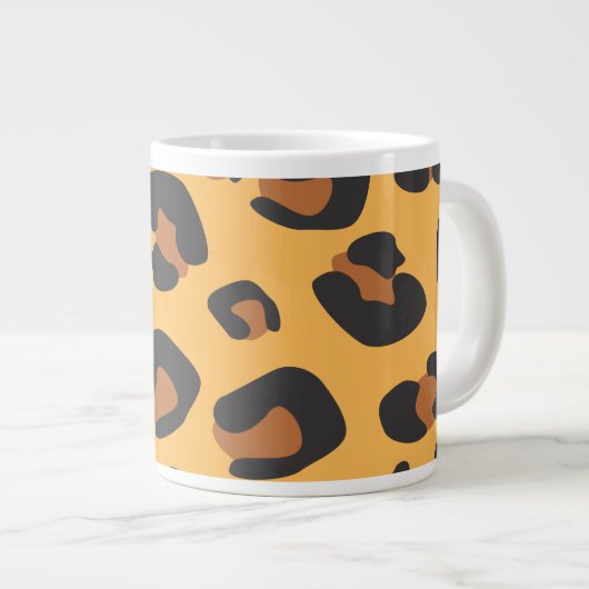 Leopard Print, luipspuiten, bruine luipaard Grote Koffiekop (Voorkant rechts)