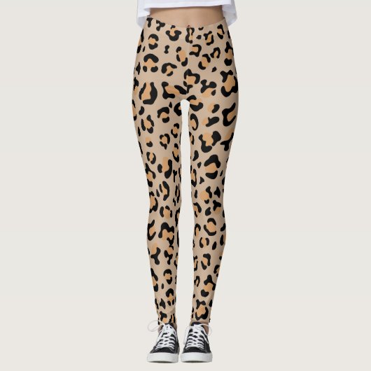 Leopard Print, luipspuiten, bruine luipaard Leggings (Voorkant)