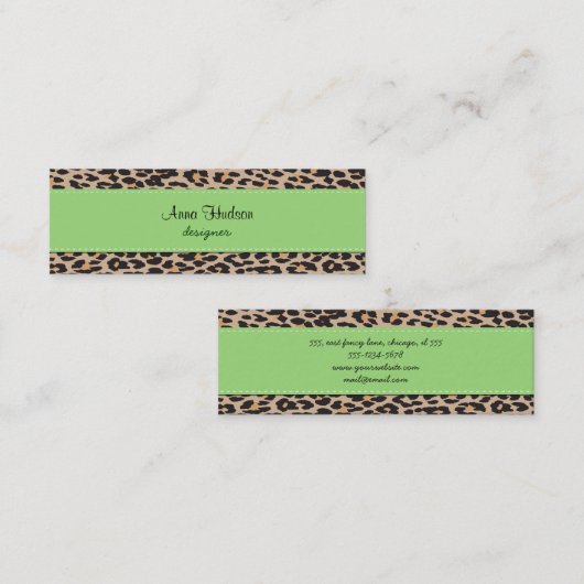 Leopard Print, luipspuiten, bruine luipaard Mini Visitekaartje (Voorkant / Achterkant)