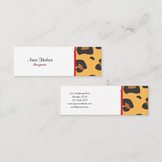 Leopard Print, luipspuiten, bruine luipaard Mini Visitekaartje (Voorkant / Achterkant)
