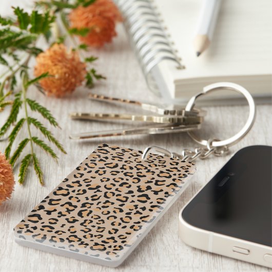 Leopard Print, luipspuiten, bruine luipaard Sleutelhanger (Voorkant Rechts)