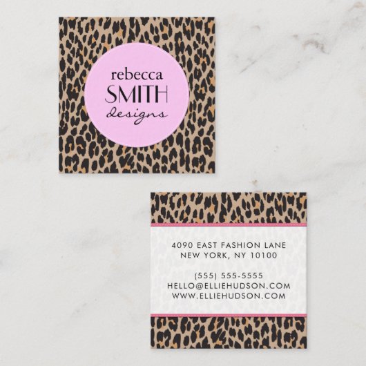 Leopard Print, luipspuiten, bruine luipaard Vierkante Visitekaartje (Voorkant / Achterkant)