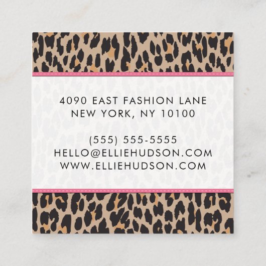 Leopard Print, luipspuiten, bruine luipaard Vierkante Visitekaartje (Achterkant)