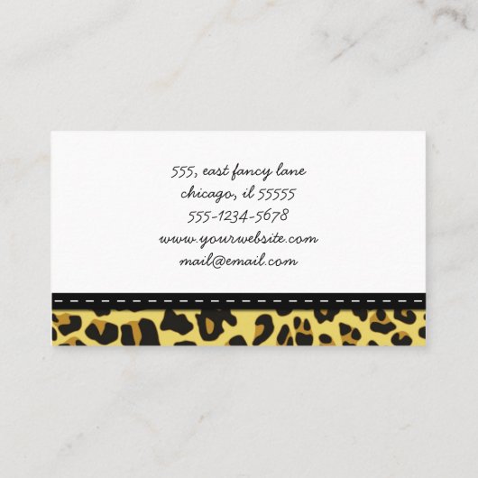 Leopard Print, luipspuiten, bruine luipaard Visitekaartje (Achterkant)