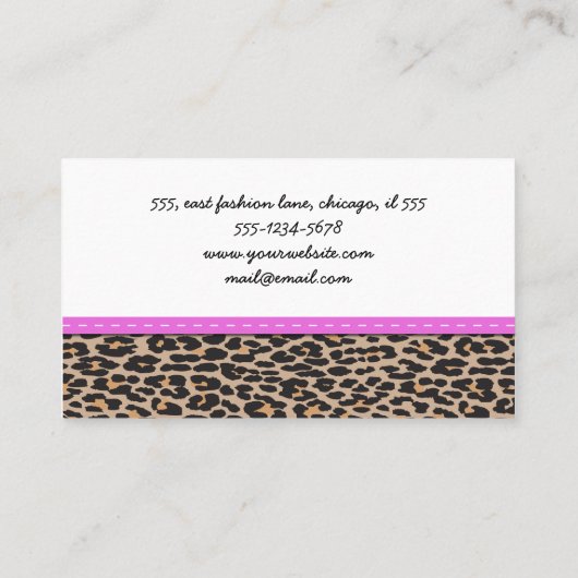 Leopard Print, luipspuiten, bruine luipaard Visitekaartje (Achterkant)