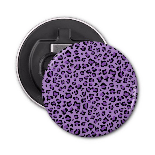 Leopard Print, luipspuiten, Paarse luipaard Button Flesopener (Voorkant)