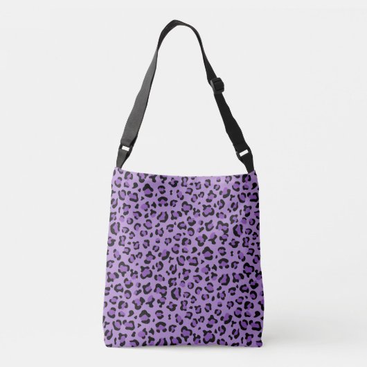 Leopard Print, luipspuiten, Paarse luipaard Crossbody Tas (Achterkant)