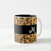 Leopard Print M monogram initialen Koffie Mok Cup (Voorkant rechts)