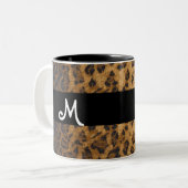 Leopard Print M monogram initialen Koffie Mok Cup (Voorkant links)