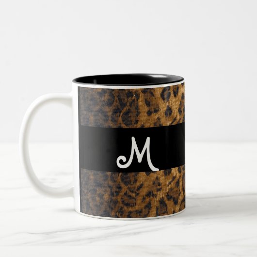 Leopard Print M monogram initialen Koffie Mok Cup (Links)