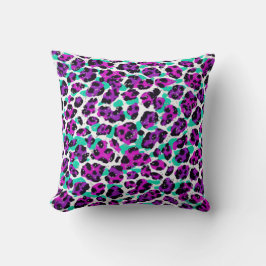 Leopard Print Magenta Roze Blauwgroen Blauw Kussen