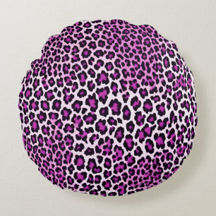 Leopard Print Magenta Roze Rond Kussen