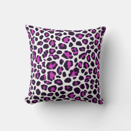 Leopard Print Magenta White Kussen