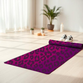 Leopard Print-Magenta- Yoga Mat