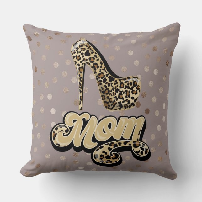 Leopard Print mam Beige/ Zebra Print Sierkussen (Voorkant)