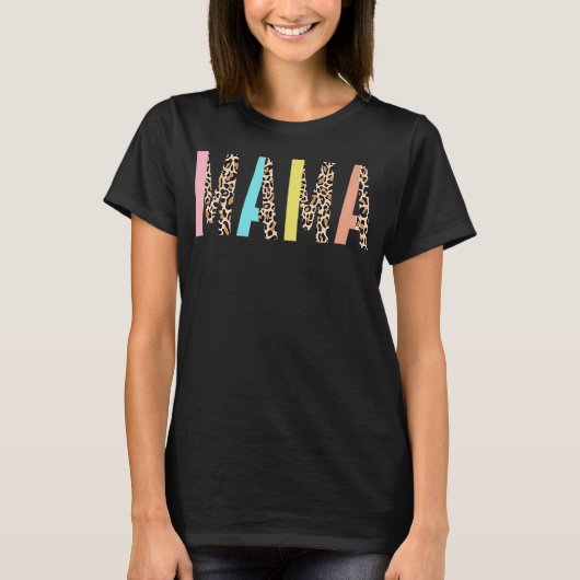 Leopard Print Mama Animal Print Moederdag T-shirt (Voorkant)