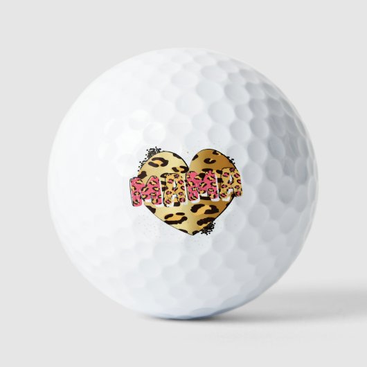 Leopard Print Mama Heart Golf Balls Golfballen (Voorkant)